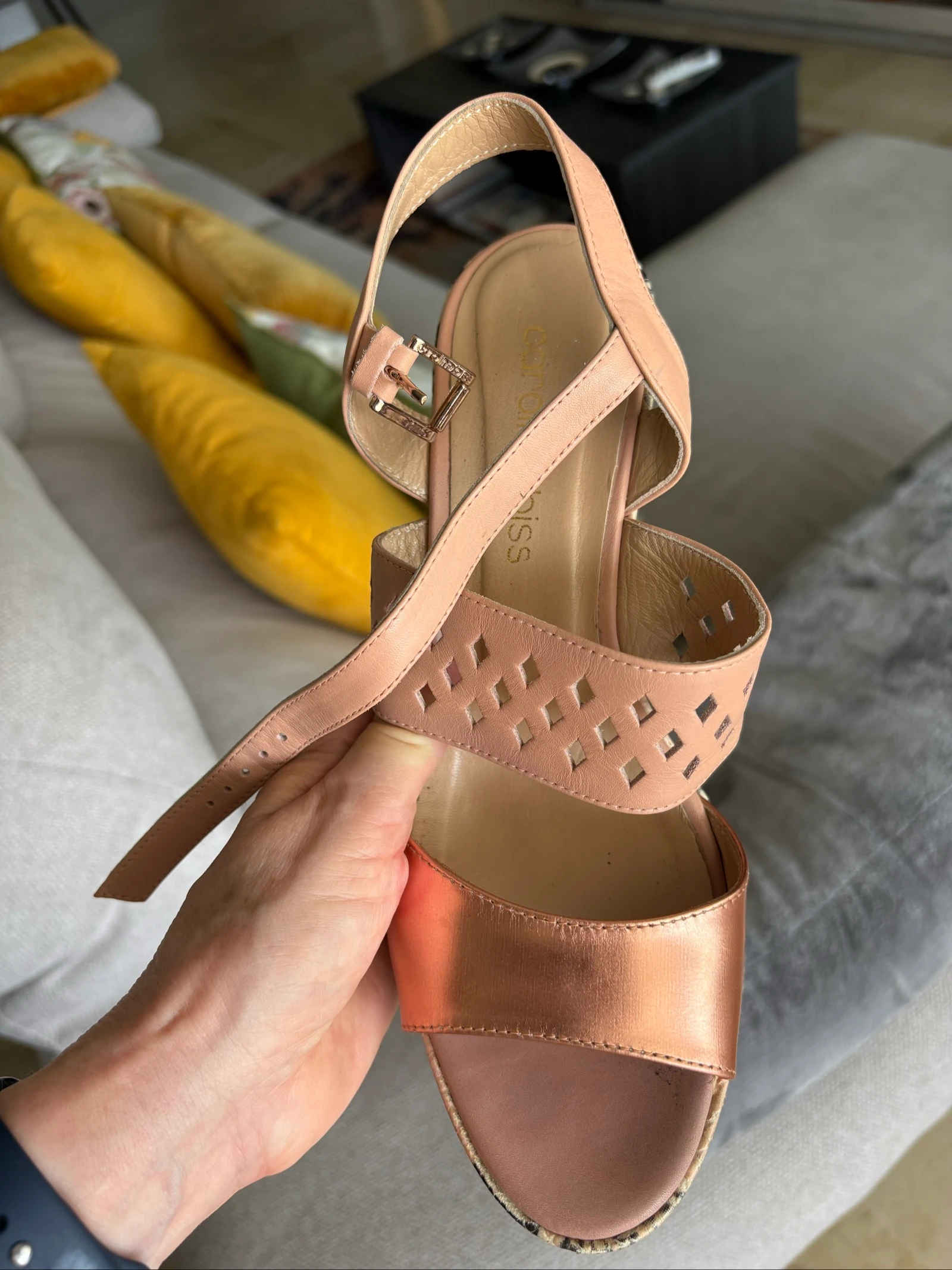 Sandales compensées Caroline Biss cuir rose 41 – photo 6